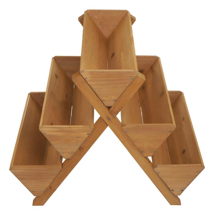Pflanztreppe HWC-O15, Blumenregal Krutertreppe Pflanzkbel Hochbeet, 5 Ksten 56x56x70 Outdoor Holz FSC ~ natur