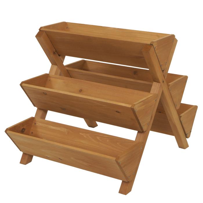 Pflanztreppe HWC-O15, Blumenregal Krutertreppe Pflanzkbel Hochbeet, 5 Ksten 56x56x70 Outdoor Holz FSC ~ natur