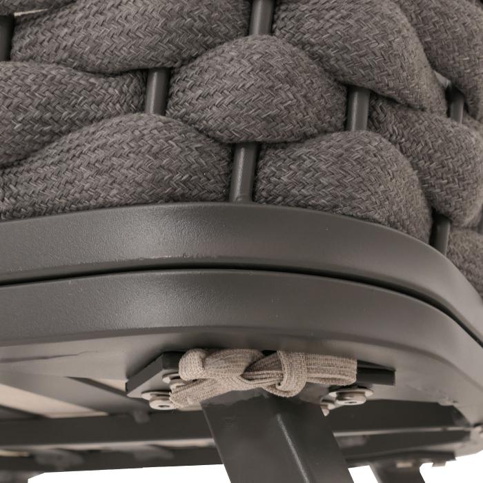 2er-Set Aluminium-Gartenstuhl HWC-O16, Outdoor Stuhl, Olefin (200 g/m) Seilgeflecht Rope ~ anthrazit Kissen taupe