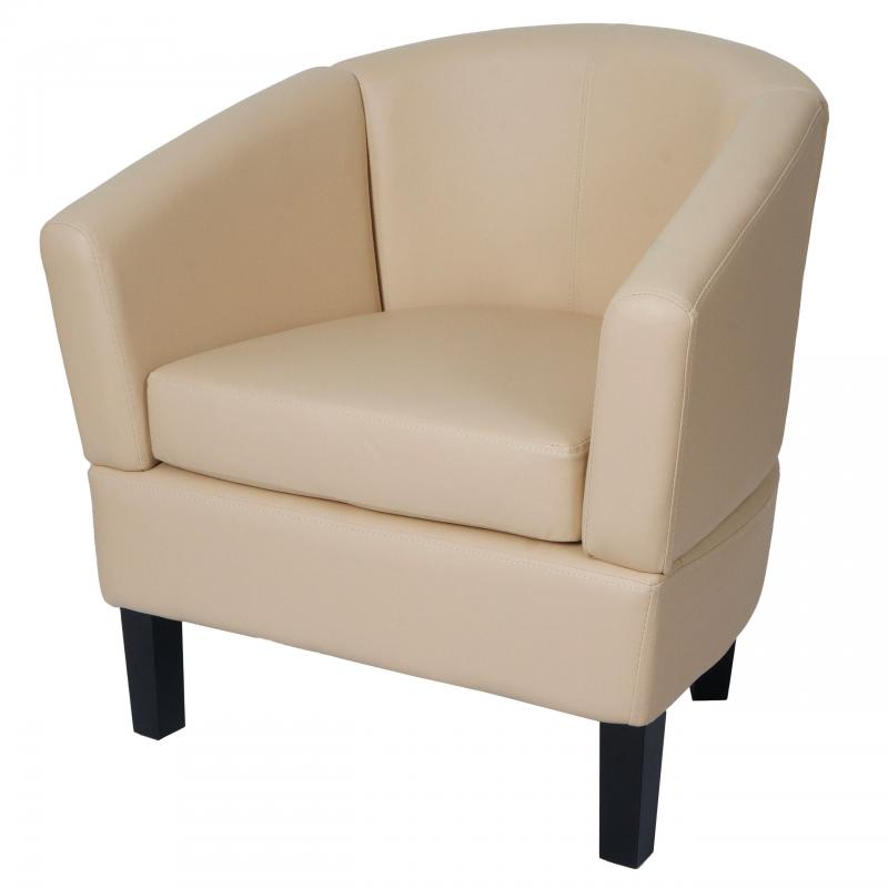 Lounge-Sessel HWC-O17, Sessel Clubsessel Cocktailsessel, FSC-zertifiziert Kunstleder ~ creme