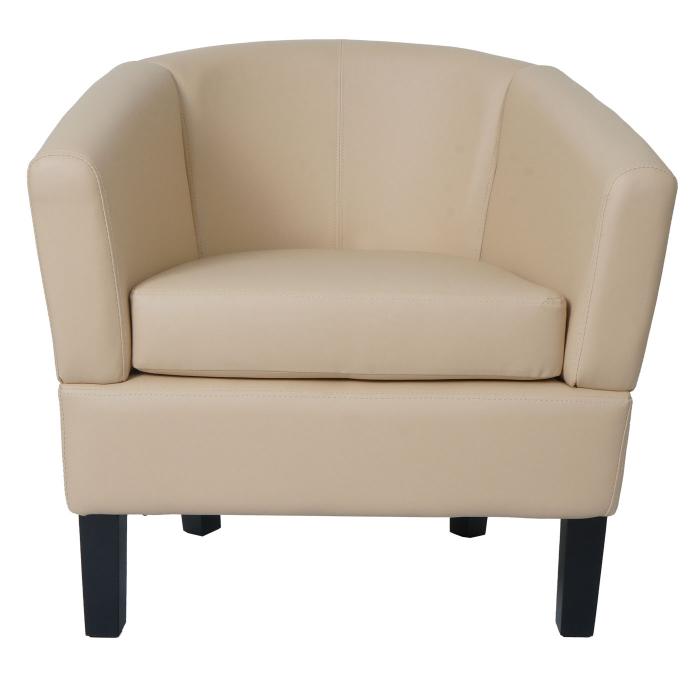 Lounge-Sessel HWC-O17, Sessel Clubsessel Cocktailsessel, FSC-zertifiziert Kunstleder ~ creme