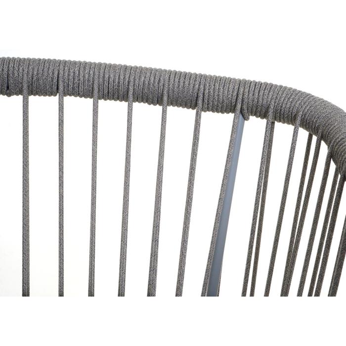 2er-Set Rope-Barhocker HWC-O22, Outdoor Sitzpolster Seilgeflecht Metall Holz-Optik ~ hellgrau, Kissen dunkelgrau