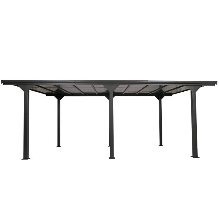 Alu-Carport HWC-O23, Autoberdachung Garage Unterstand, 10cm-Gestell Polycarbonat-Dach Regenrinne, 3x6m ~ anthrazit
