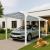 Alu-Carport HWC-O23, Autoberdachung Garage Unterstand, 10cm-Gestell Polycarbonat-Dach Regenrinne, 3x6m ~ wei