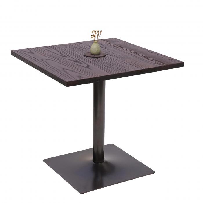 Bistrotisch HWC-H10, Bartisch Thekentisch, Industrial Gastro Metall Ulme Massivholz MVG 70x70cm ~ dunkelbraun