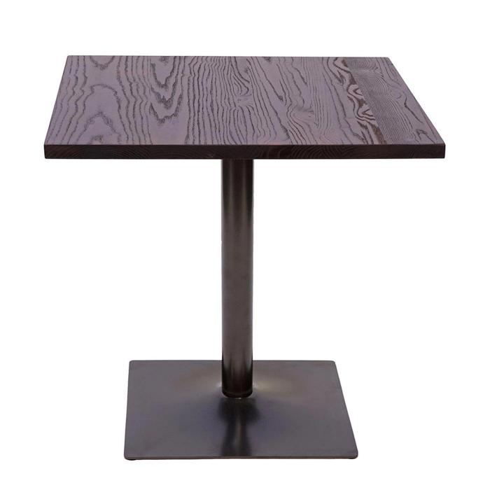 Bistrotisch HWC-H10, Bartisch Thekentisch, Industrial Gastro Metall Ulme Massivholz MVG 70x70cm ~ dunkelbraun