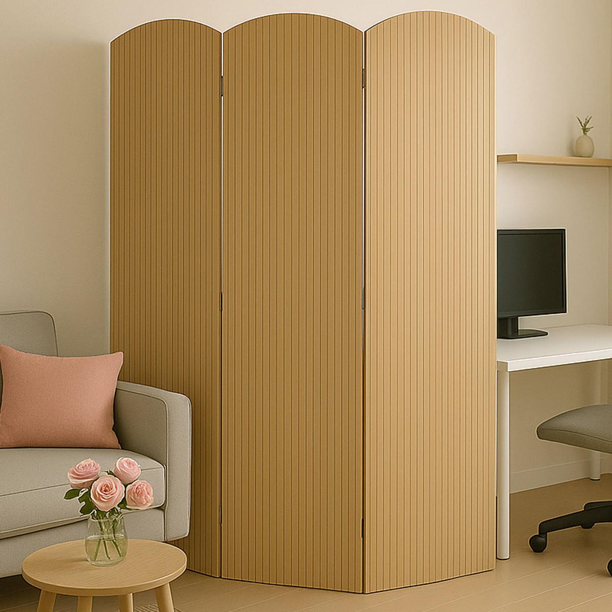 Bambus Paravent HWC-O30, Raumteiler Trennwand Sichtschutz, zusammenklappbar 3 Paneele 170x120cm