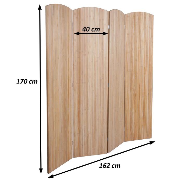 Bambus Paravent HWC-O30, Raumteiler Trennwand Sichtschutz, zusammenklappbar 4 Paneele 170x162cm