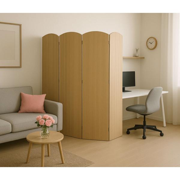 Stimmungsbild fr Produkt Bambus Paravent HWC-O30, Raumteiler Trennwand Sichtschutz, zusammenklappbar 4 Paneele 170x162cm