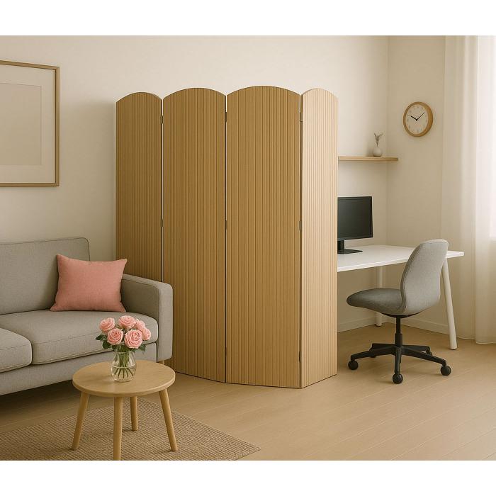 Bambus Paravent HWC-O30, Raumteiler Trennwand Sichtschutz, zusammenklappbar 4 Paneele 170x162cm