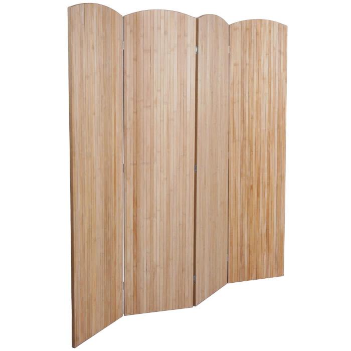 Bambus Paravent HWC-O30, Raumteiler Trennwand Sichtschutz, zusammenklappbar 4 Paneele 170x162cm