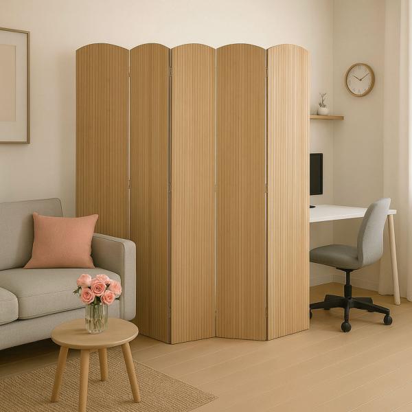 Stimmungsbild fr Produkt Bambus Paravent HWC-O30, Raumteiler Trennwand Sichtschutz, zusammenklappbar 5 Paneele 170x204cm