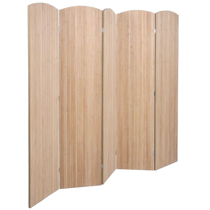 Bambus Paravent HWC-O30, Raumteiler Trennwand Sichtschutz, zusammenklappbar 5 Paneele 170x204cm