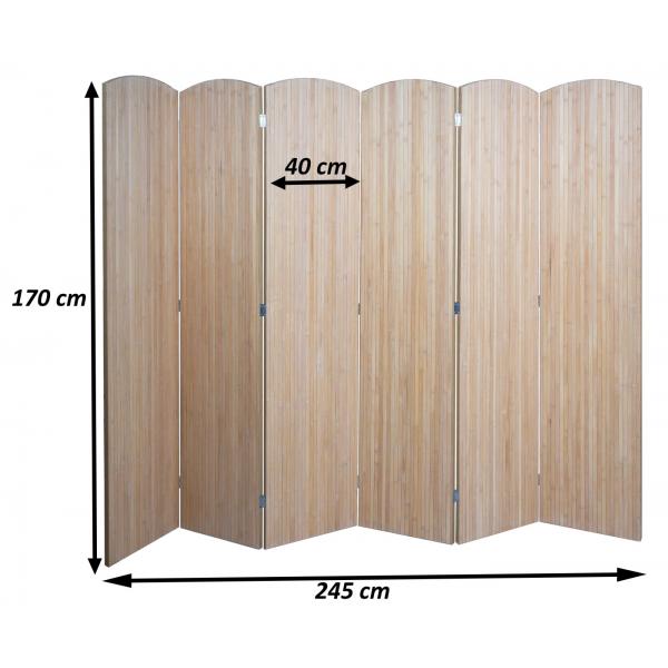 Bemaßungsbild für Produkt Bambus Paravent HWC-O30, Raumteiler Trennwand Sichtschutz, zusammenklappbar 6 Paneele 170x245cm Bemaßungsbild für Produkt Bambus Paravent HWC-O30, Raumteiler Trennwand Sichtschutz, zusammenklappbar 6 Paneele 170x245cm