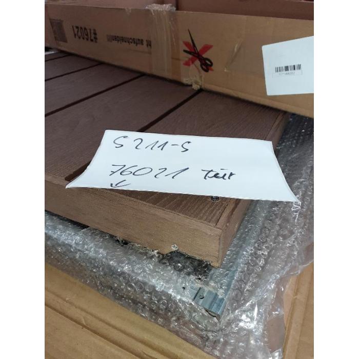 Defekte Ware (Holz gebrochen/Kratzer SK4) | 1er WPC-Mlltonnenverkleidung Erweiterung HWC-J28, Metall Holzoptik ~ braun
