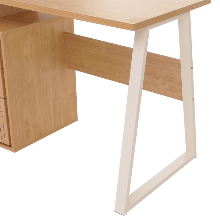 Schreibtisch HWC-O32, Brotisch Computertisch Arbeitstisch, Schublade, Melamin Holz, 77x118x58cm ~ ulme natur