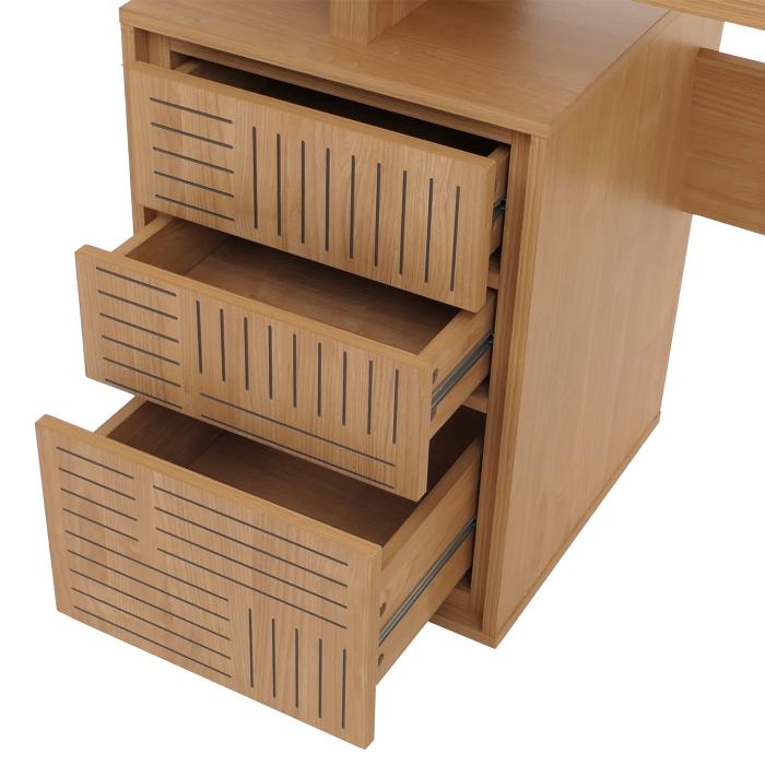 Schreibtisch HWC-O32, Brotisch Computertisch Arbeitstisch, Schublade, Melamin Holz, 77x118x58cm ~ ulme natur