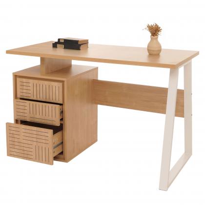 Schreibtisch HWC-O32, Brotisch Computertisch Arbeitstisch, Schublade, Melamin Holz, 77x118x58cm ~ ulme natur