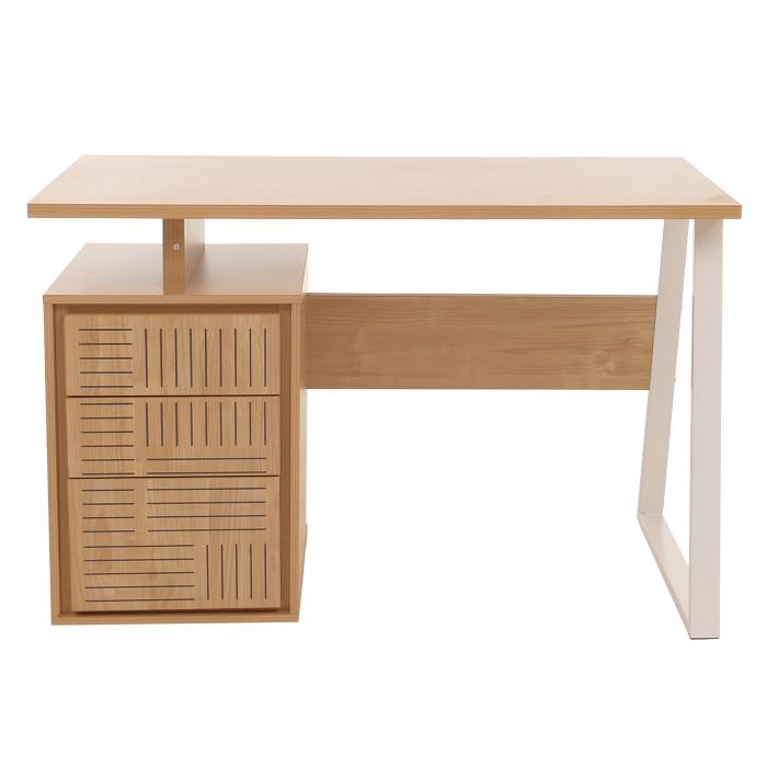 Schreibtisch HWC-O32, Brotisch Computertisch Arbeitstisch, Schublade, Melamin Holz, 77x118x58cm ~ ulme natur