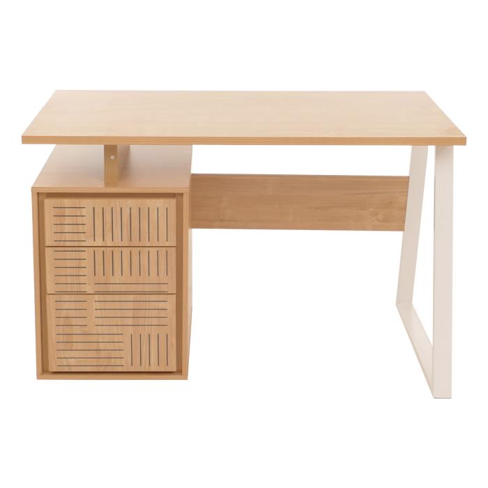 Schreibtisch HWC-O32, Brotisch Computertisch Arbeitstisch, Schublade, Melamin Holz, 77x118x58cm ~ ulme natur