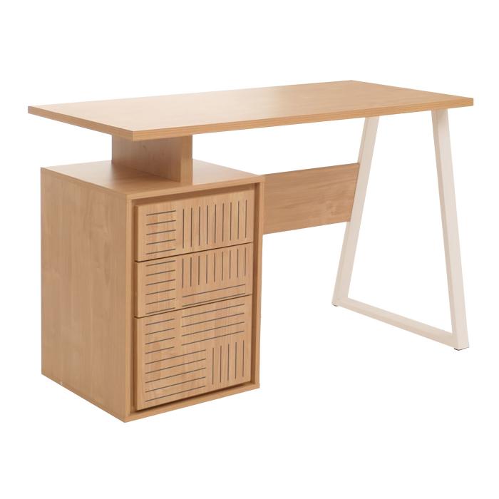 Schreibtisch HWC-O32, Brotisch Computertisch Arbeitstisch, Schublade, Melamin Holz, 77x118x58cm ~ ulme natur