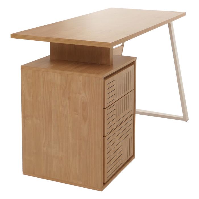 Schreibtisch HWC-O32, Brotisch Computertisch Arbeitstisch, Schublade, Melamin Holz, 77x118x58cm ~ ulme natur
