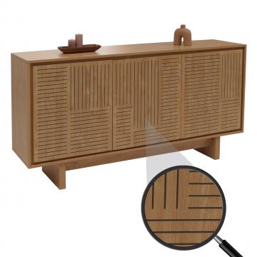Sideboard HWC-O35, Schrank Highboard, 3 Tren Staufcher, Melamin 86x160x40cm ~ Ulme natur