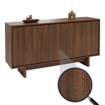 Sideboard HWC-O35, Schrank Highboard, 3 Tren Staufcher, Melamin 86x160x40cm ~ braun