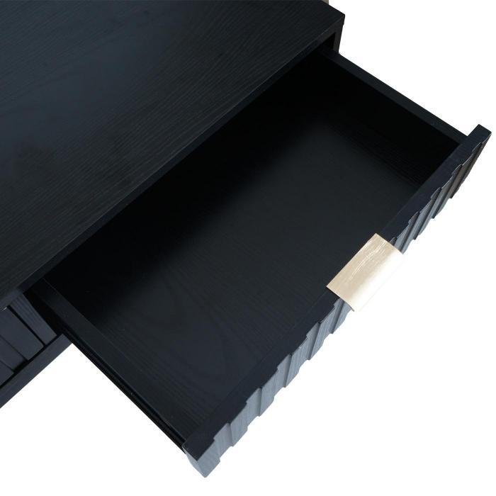Konsolentisch HWC-O41, Telefontisch Ablagetisch, Industrial Schublade Melamin 85x100x40cm ~ Holzoptik schwarz