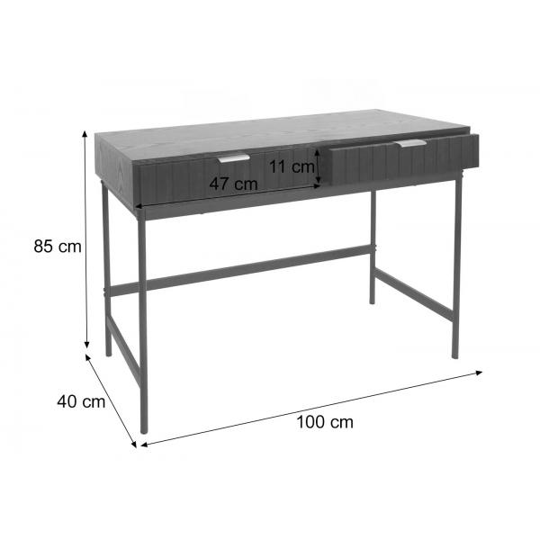 Bemaungsbild fr Produkt Konsolentisch HWC-O41, Telefontisch Ablagetisch, Industrial Schublade Melamin 85x100x40cm ~ Holzoptik schwarz