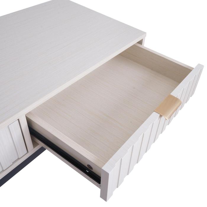 Konsolentisch HWC-O41, Telefontisch Ablagetisch, Industrial Schublade Melamin 85x100x40cm ~ Holzoptik wei
