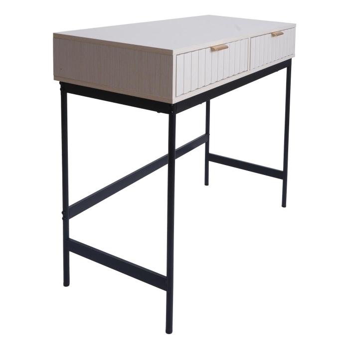 Konsolentisch HWC-O41, Telefontisch Ablagetisch, Industrial Schublade Melamin 85x100x40cm ~ Holzoptik wei