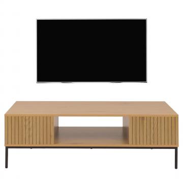 TV-Rack HWC-O39, TV-Board Fernsehtisch Lowboard TV-Schrank Ablage, Melamin MDF 39x120x60cm ~ natur