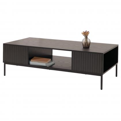 Couchtisch HWC-O39, Tisch Sofatisch Beistelltisch Ablage Fcher, Melamin MDF 39x120x60cm ~ Holzoptik schwarz