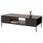 Couchtisch HWC-O39, Tisch Sofatisch Beistelltisch Ablage Fcher, Melamin MDF 39x120x60cm ~ Holzoptik schwarz