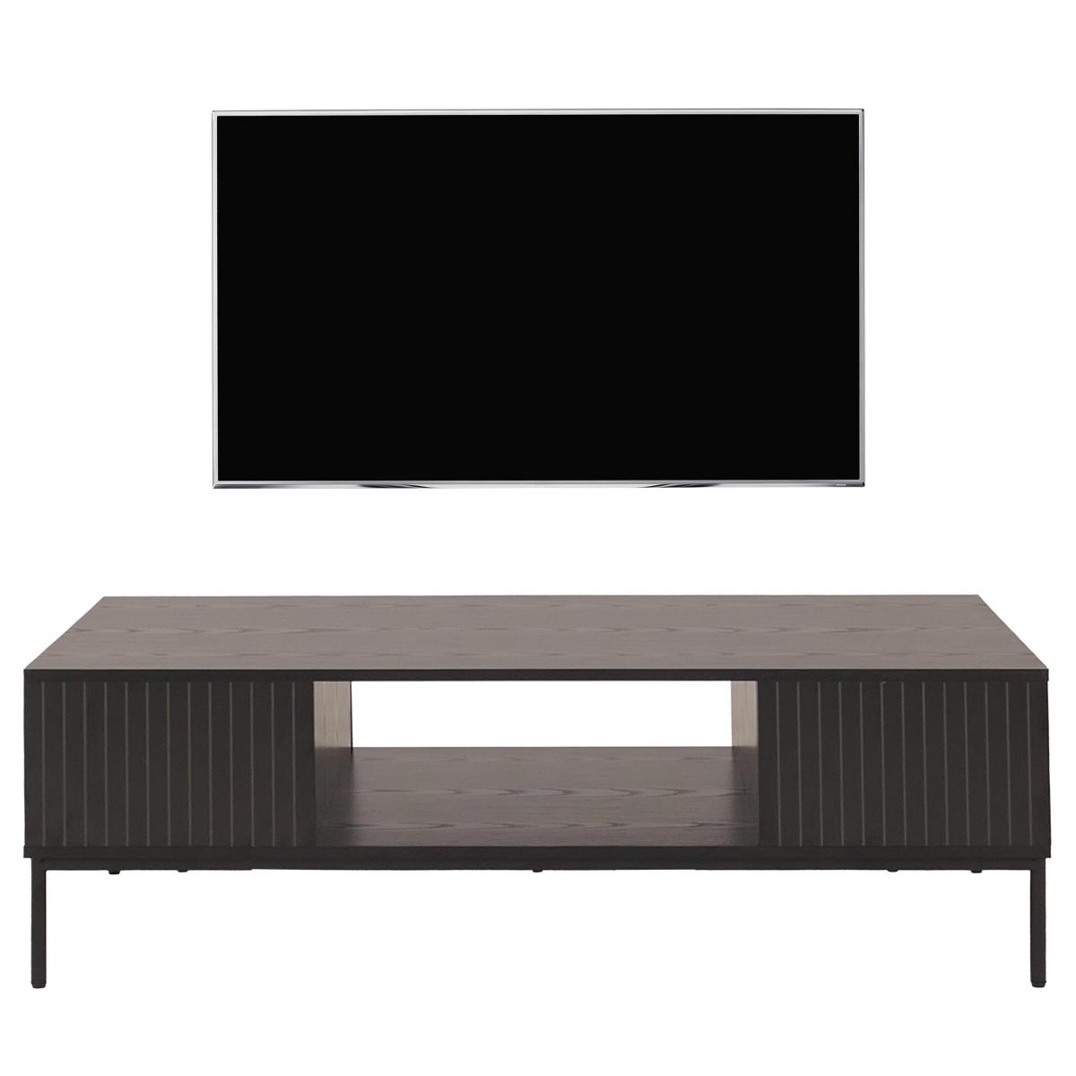 TV-Rack HWC-O39, TV-Board Fernsehtisch Lowboard TV-Schrank Ablage Fcher, Melamin MDF 39x120x60cm ~ Holzoptik schwarz