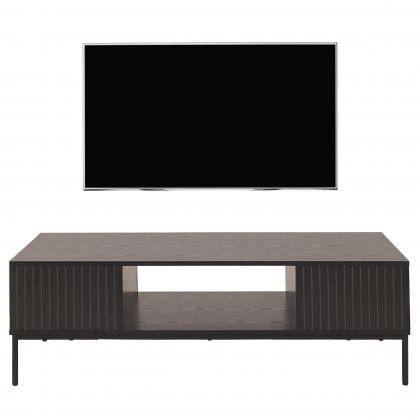 TV-Rack HWC-O39, TV-Board Fernsehtisch Lowboard TV-Schrank Ablage Fcher, Melamin MDF 39x120x60cm ~ Holzoptik schwarz