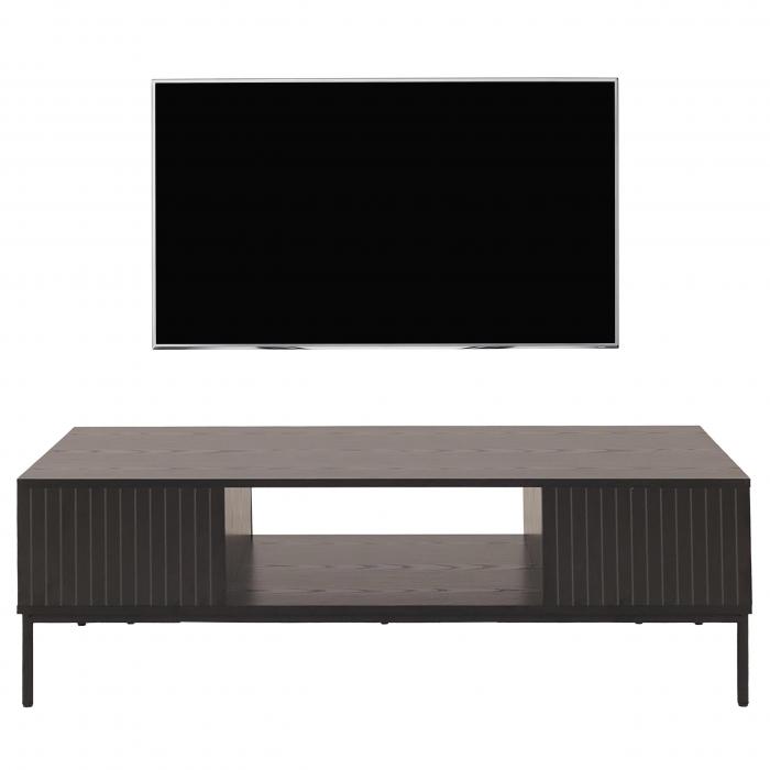 TV-Rack HWC-O39, TV-Board Fernsehtisch Lowboard TV-Schrank Ablage Fcher, Melamin MDF 39x120x60cm ~ Holzoptik schwarz