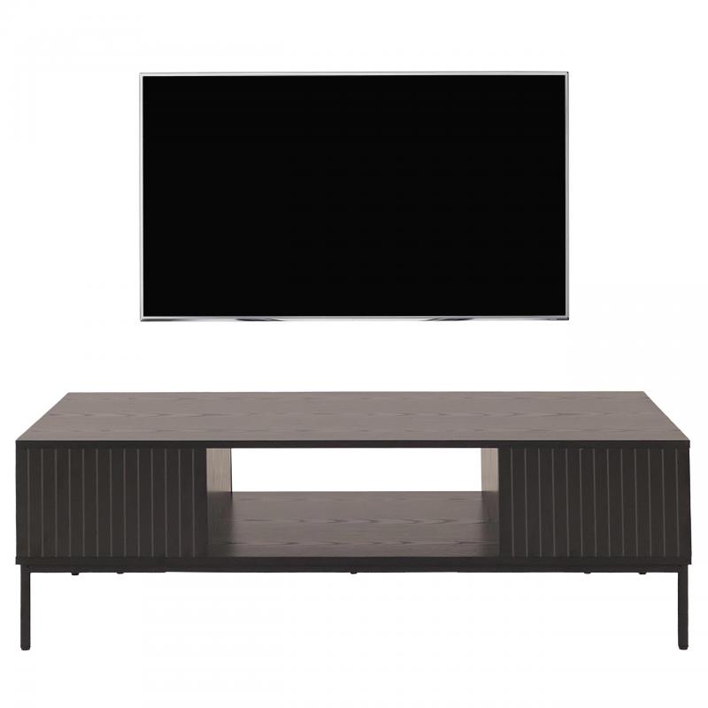 TV-Rack HWC-O39, TV-Board Fernsehtisch Lowboard TV-Schrank Ablage Fcher, Melamin MDF 39x120x60cm ~ Holzoptik schwarz