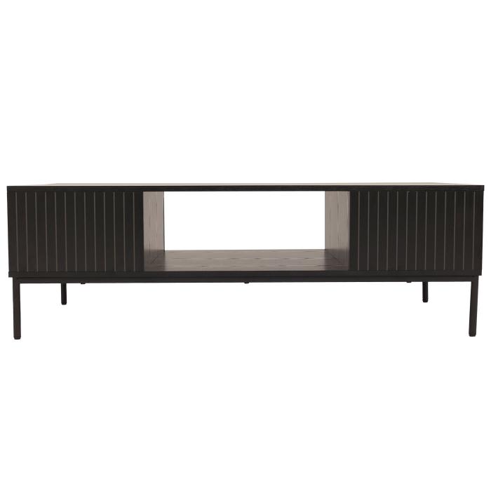 TV-Rack HWC-O39, TV-Board Fernsehtisch Lowboard TV-Schrank Ablage Fcher, Melamin MDF 39x120x60cm ~ Holzoptik schwarz