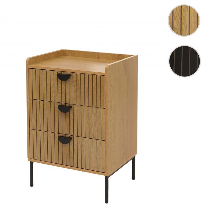 Kommode HWC-O39, Highboard Schrank, 3 Schubladen Melamin MDF 77x50x42cm ~ natur