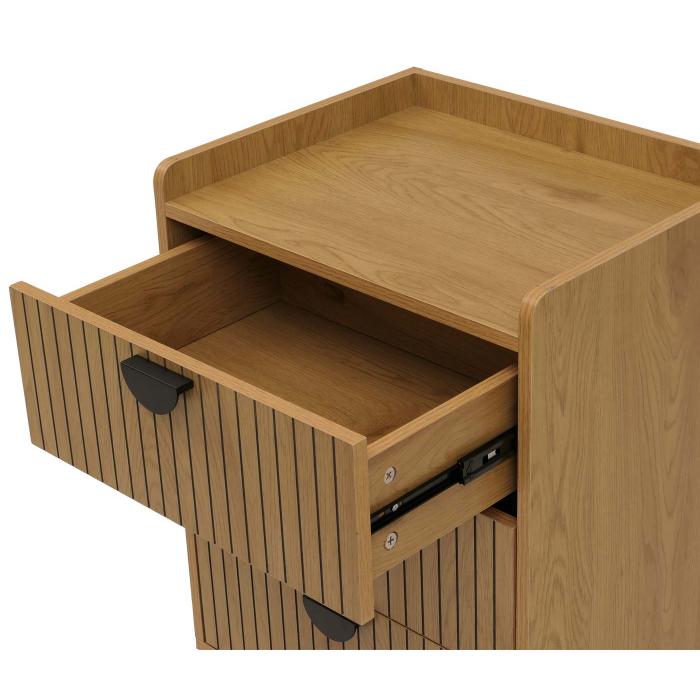 Kommode HWC-O39, Highboard Schrank, 3 Schubladen Melamin MDF 77x50x42cm ~ natur