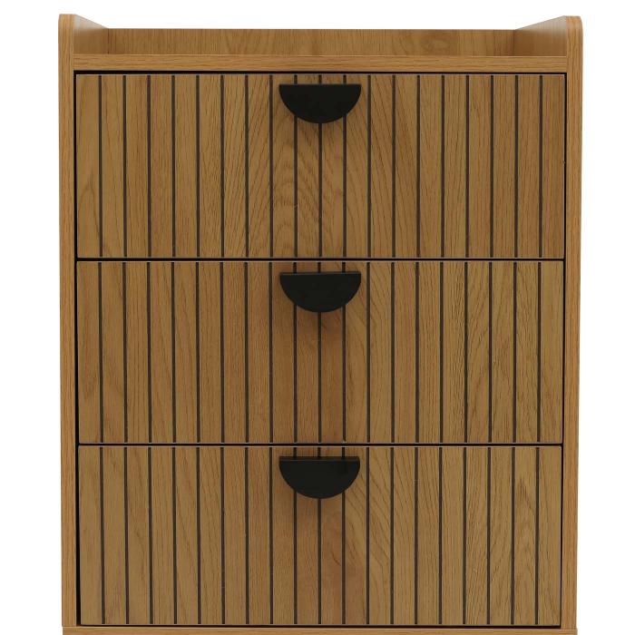 Kommode HWC-O39, Highboard Schrank, 3 Schubladen Melamin MDF 77x50x42cm ~ natur