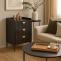 Stimmungsfotos vor ansprechendem Ambiente fr Produkt Kommode HWC-O39, Highboard Schrank, 3 Schubladen Melamin MDF 77x50x42cm ~ Holzoptik schwarz