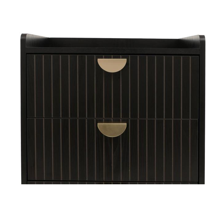 Kommode HWC-O39, Highboard Schrank, 4 Schubladen Melamin MDF 95x50x42cm ~ Holzoptik schwarz