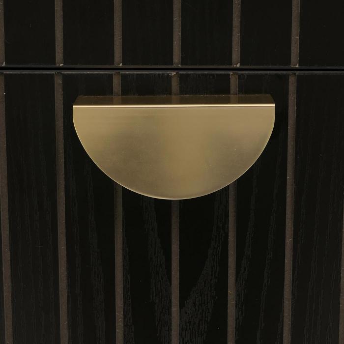 Kommode HWC-O39, Highboard Schrank, 4 Schubladen Melamin MDF 95x50x42cm ~ Holzoptik schwarz