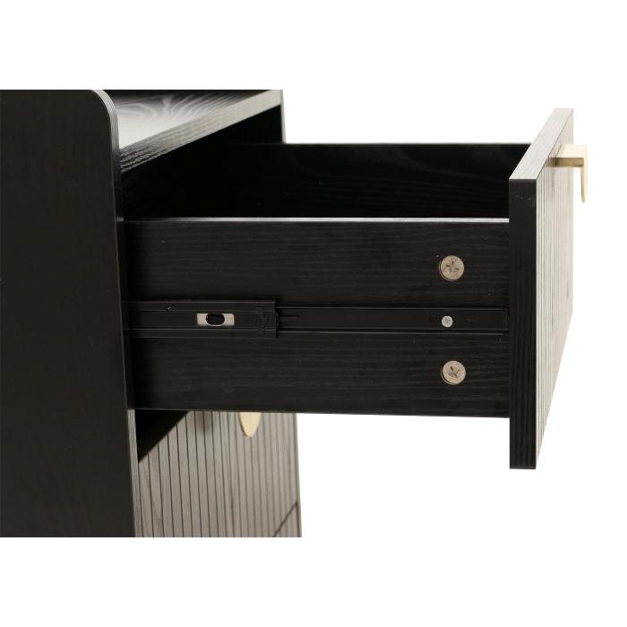 Kommode HWC-O39, Highboard Schrank, 4 Schubladen Melamin MDF 95x50x42cm ~ Holzoptik schwarz