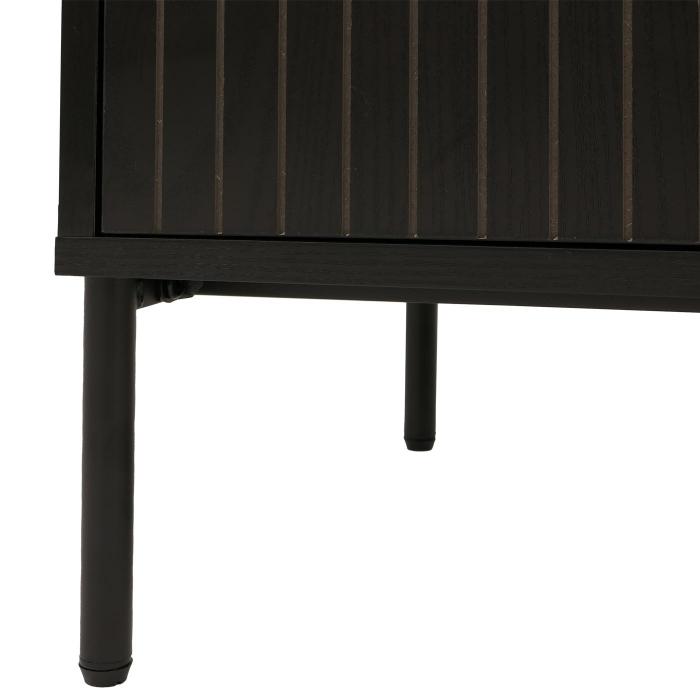 Kommode HWC-O39, Highboard Schrank, 4 Schubladen Melamin MDF 95x50x42cm ~ Holzoptik schwarz