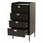 Kommode HWC-O39, Highboard Schrank, 4 Schubladen Melamin MDF 95x50x42cm ~ Holzoptik schwarz