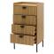 Kommode HWC-O39, Highboard Schrank, 4 Schubladen Melamin MDF 95x50x42cm ~ natur